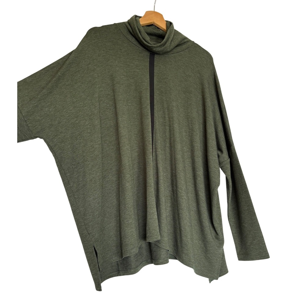 Greige Womens Green Oversized Lagenlook Turtleneck Sweater Size M